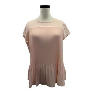 Gerry Weber Pale Pink Pleated Peplum Top / Sz 14